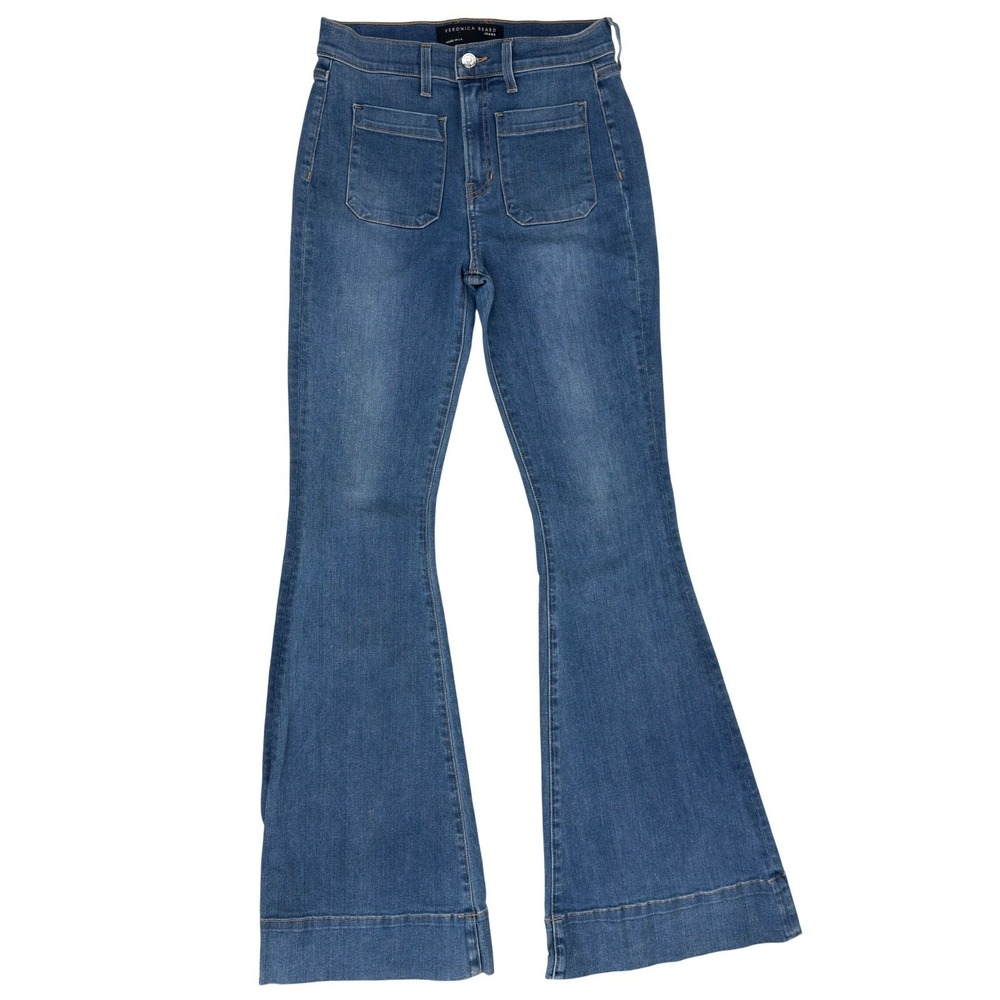 Veronica Beard Sheridan Jeans Womens 27 Blue Exaggerated Flare High Rise Airway - Picture 2 of 16